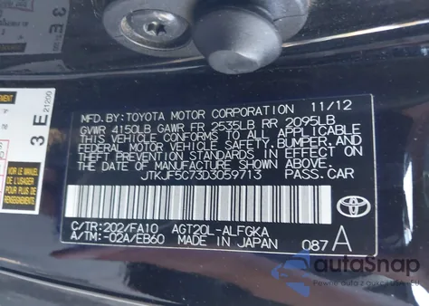 2013 Scion Tc z USA, uszkodzony, nr VIN JTKJF5C73D3059713